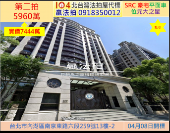 雙北法拍代標【元大之星】SRC豪宅 平面車位 第五期重劃區