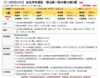 台北法拍專家 台北市內湖區環山路一段59巷24號2樓