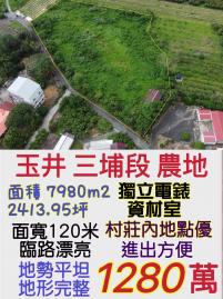 南科買房買地 玉井三埔大面寬平坦農地