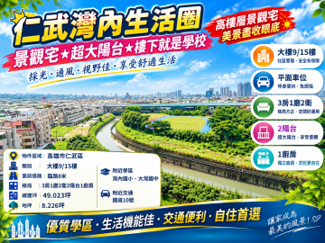 【仁武灣內生活圈】景觀宅★超大陽台★樓下就是學校
