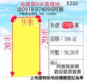 鹿港建地永康路9米面寬建地E232