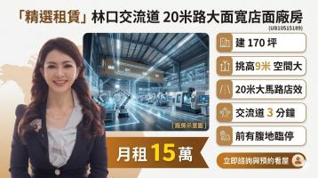 桃園廠房V姐姐 林口交流道20米大路︳有腹地店面︳9米挑高廠