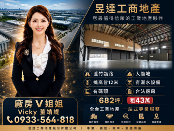 桃園廠房V姐姐  ❤️蘆竹臨路挑高皆12米︳有碼頭︳大腹地︳灑水設備